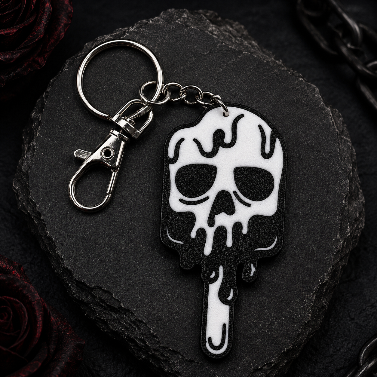Melting Skull Popsicle Keychain