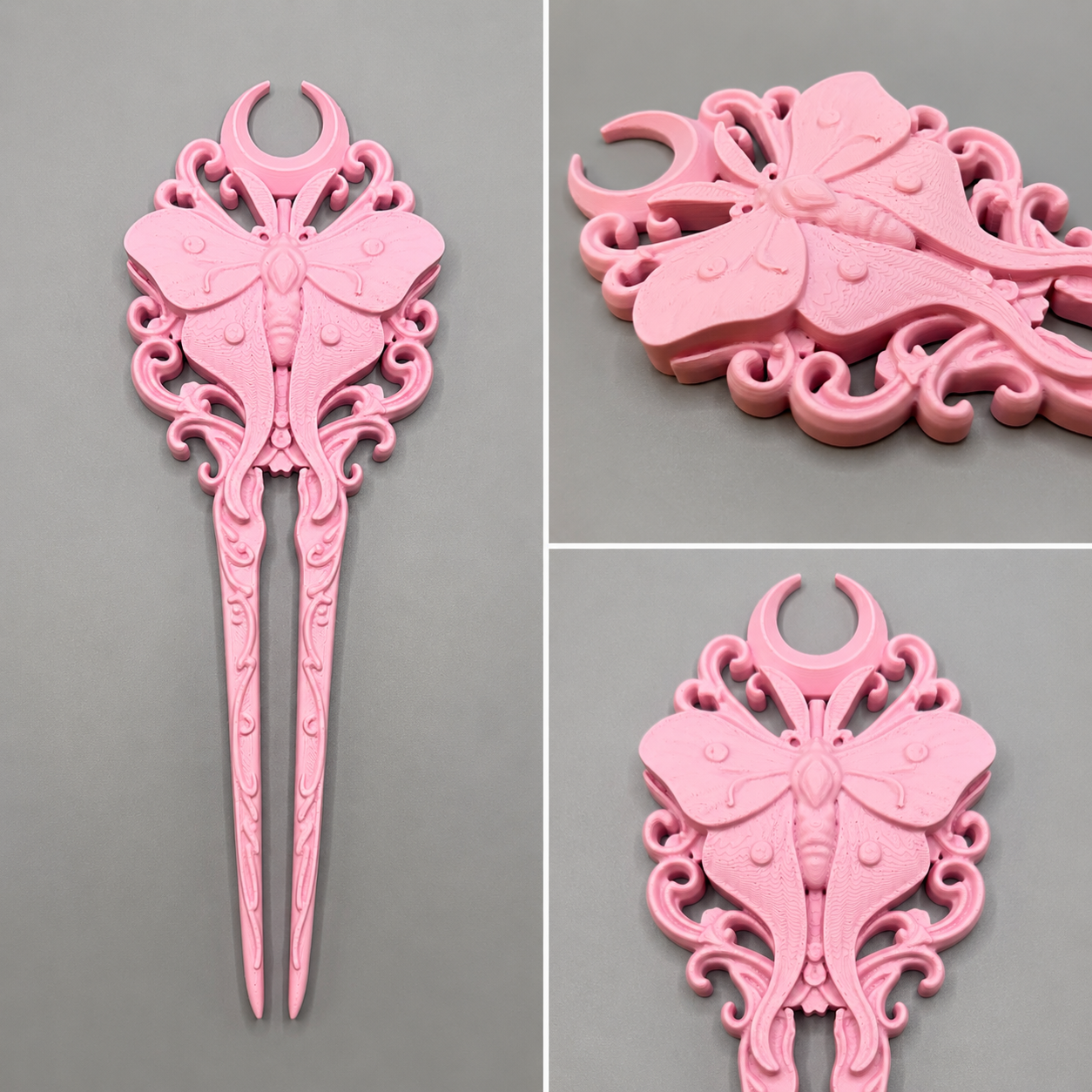 Pink Luna Moth Gothic Hair Fork