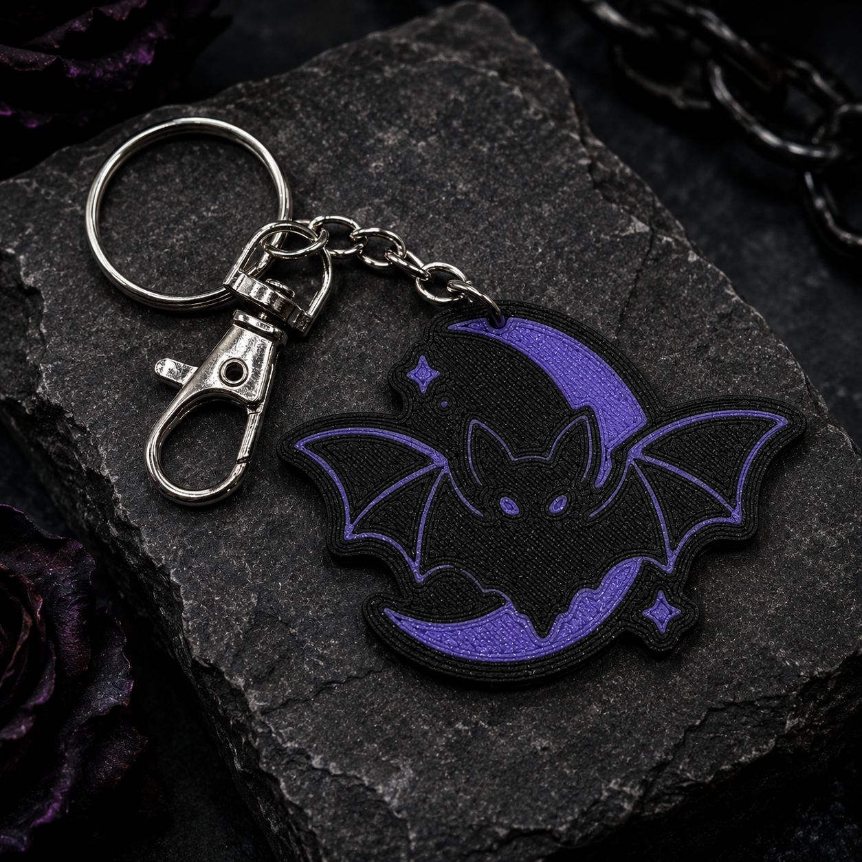 Moon Bat Keychain