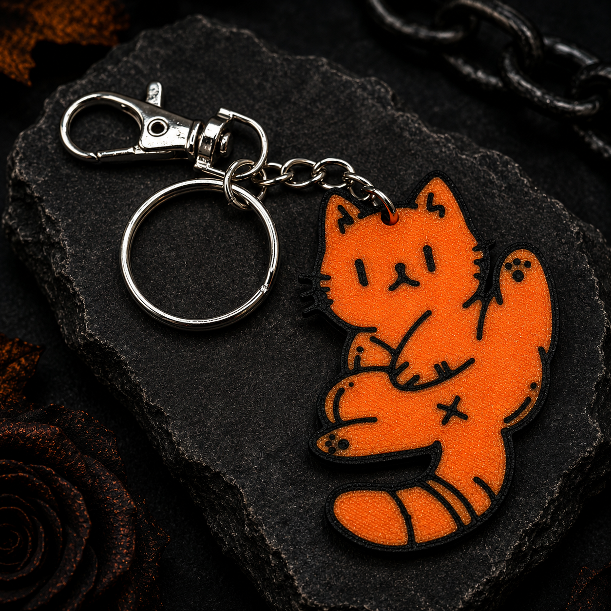 Pumpkin Cat Keychain