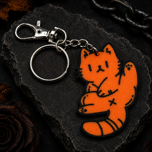 Pumpkin Cat Keychain
