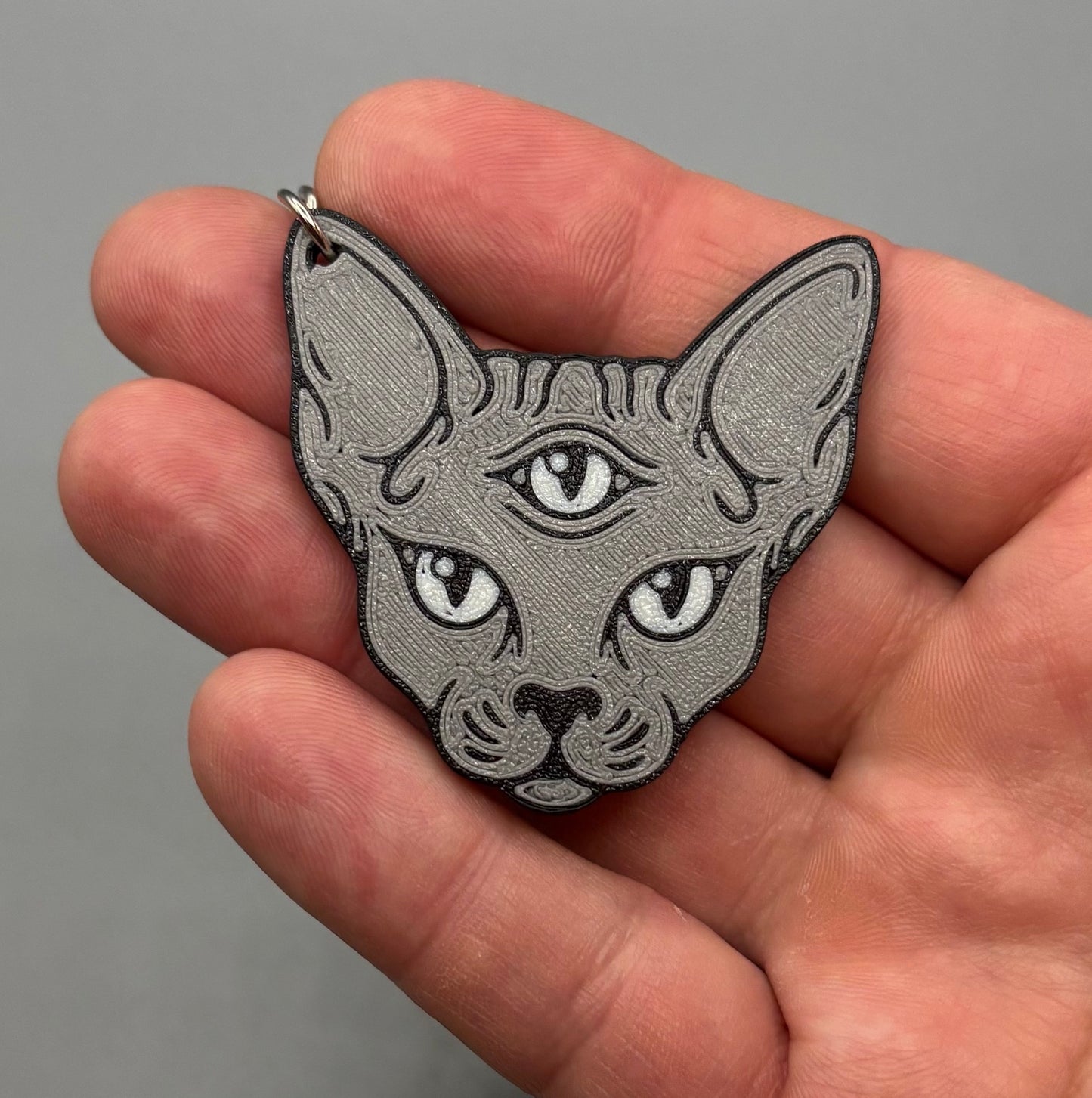 Triple Eye Cat Keychain