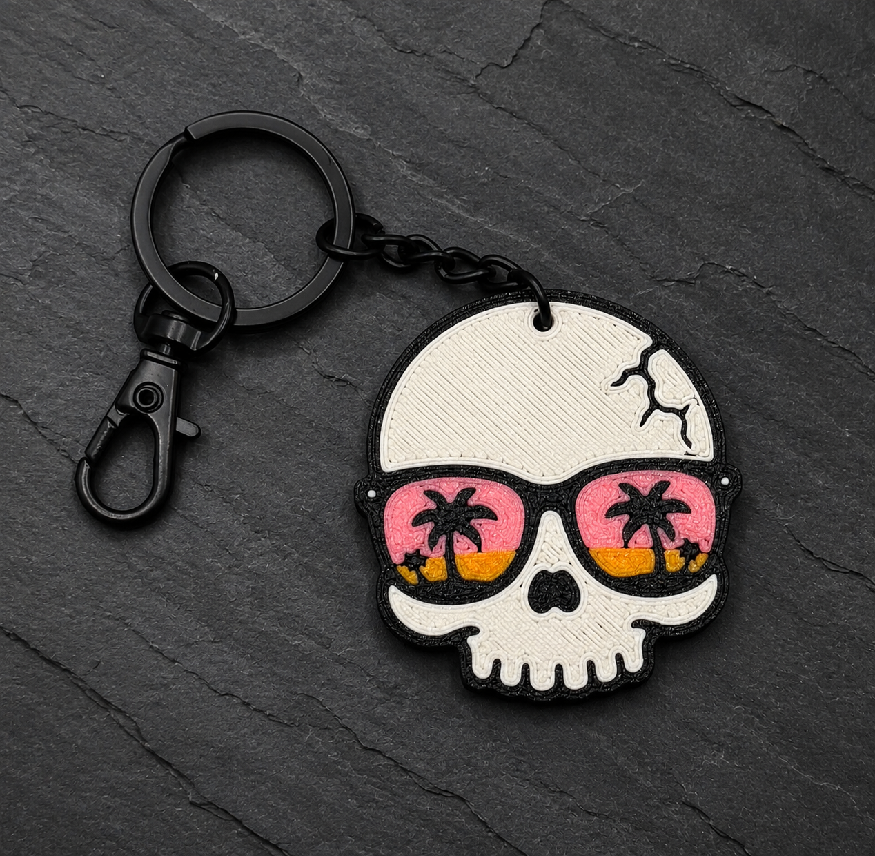 Sunset Skull Keychain