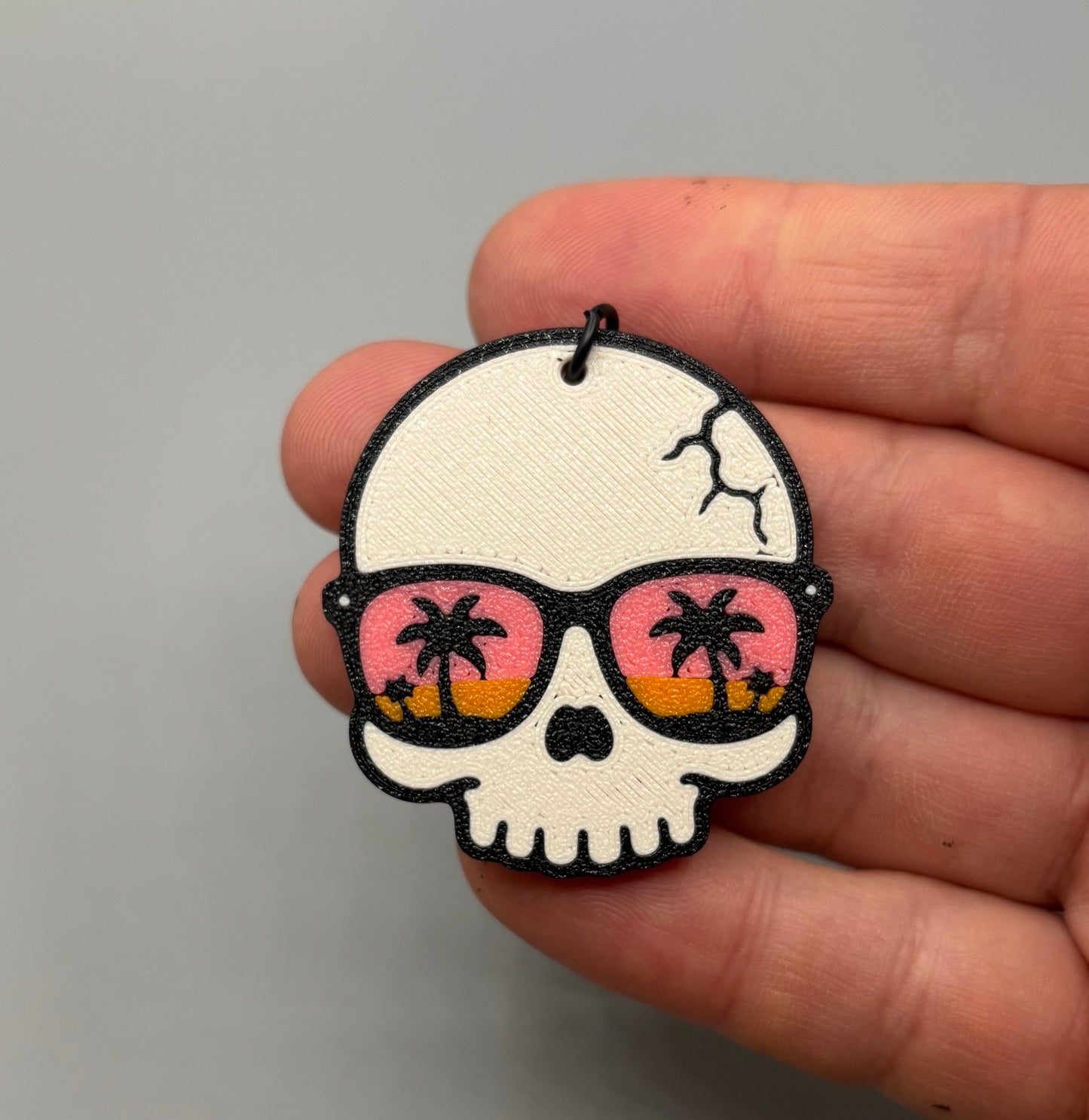 Sunset Skull Keychain