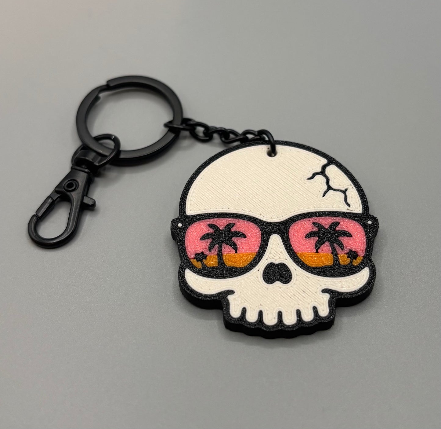 Sunset Skull Keychain