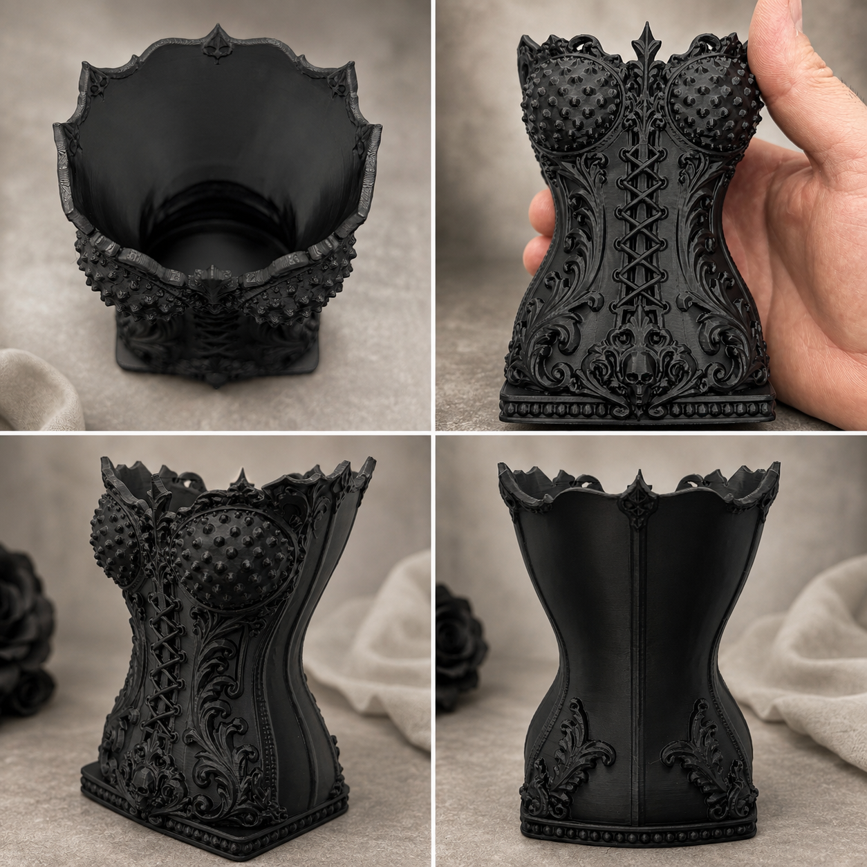 Gothic Corset Makeup Brush Holder