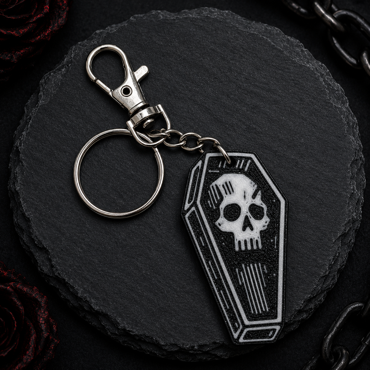 Coffin Skull Keychain