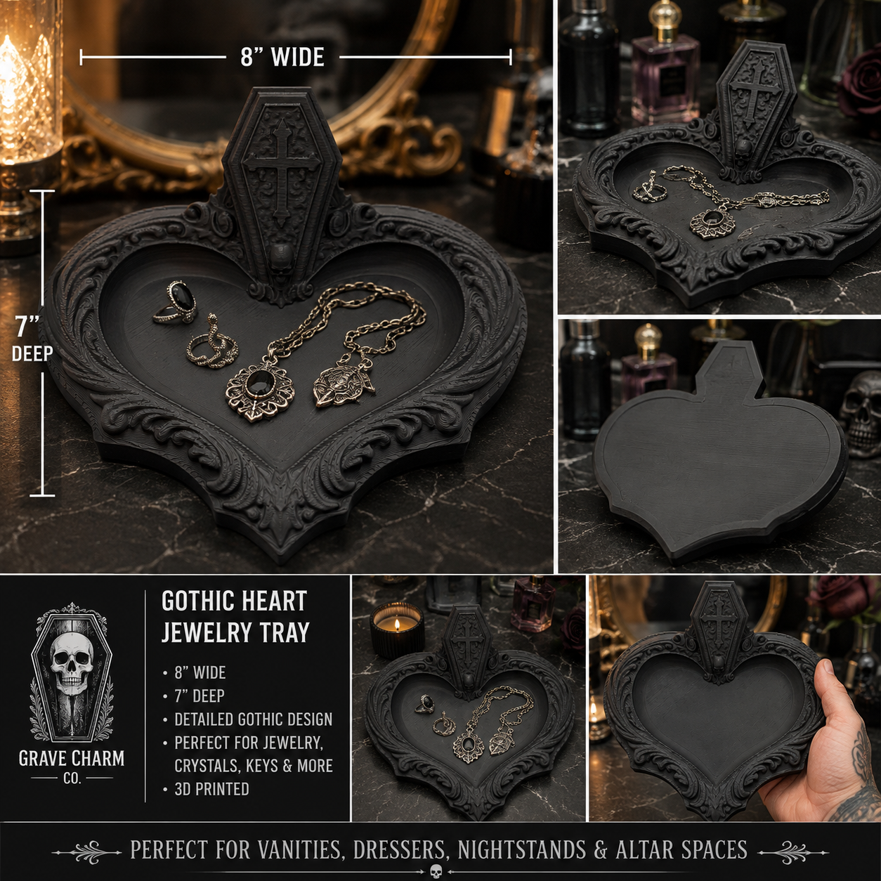 Gothic Heart Jewelry Tray