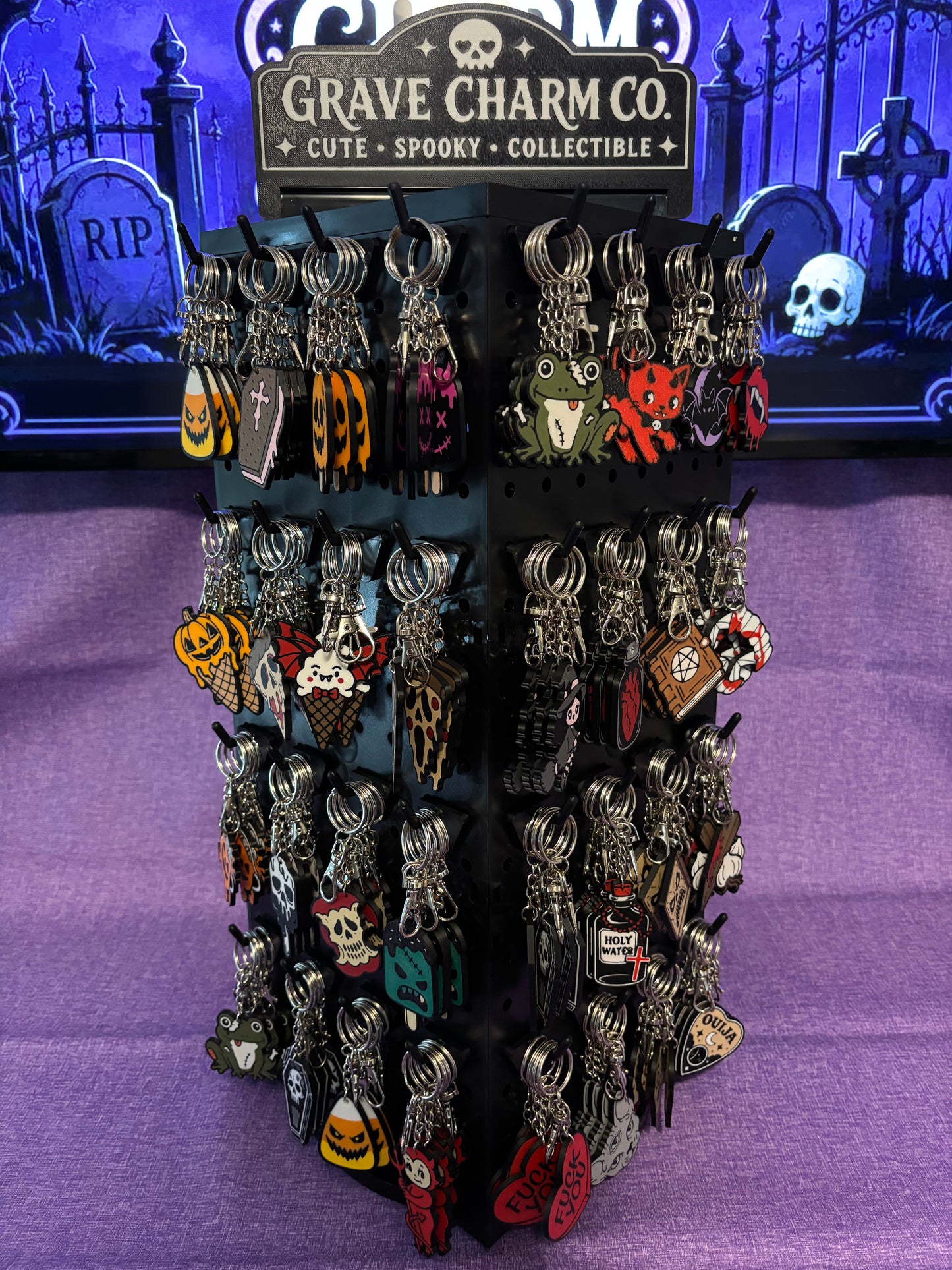 64 Keychain Styles! Rotating Counter Display Bundle 256 keychains