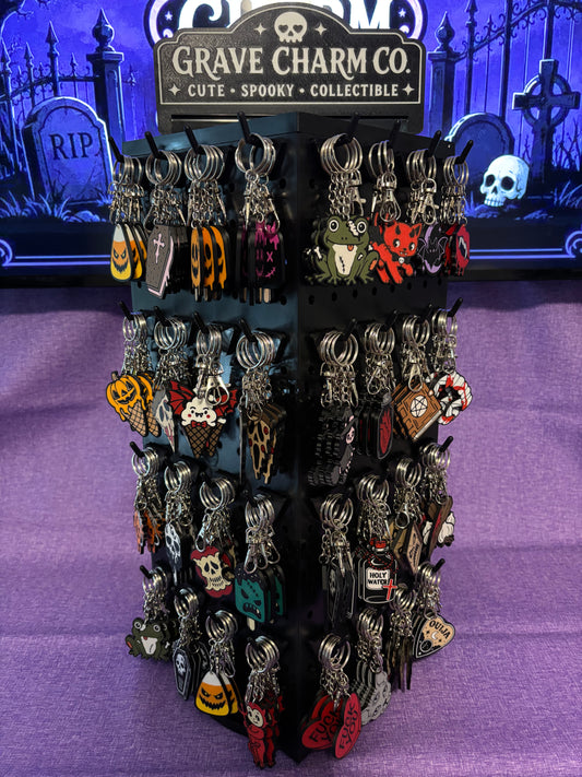 64-Style 4-Sided Rotating Display Rack – 256 Keychain Capacity