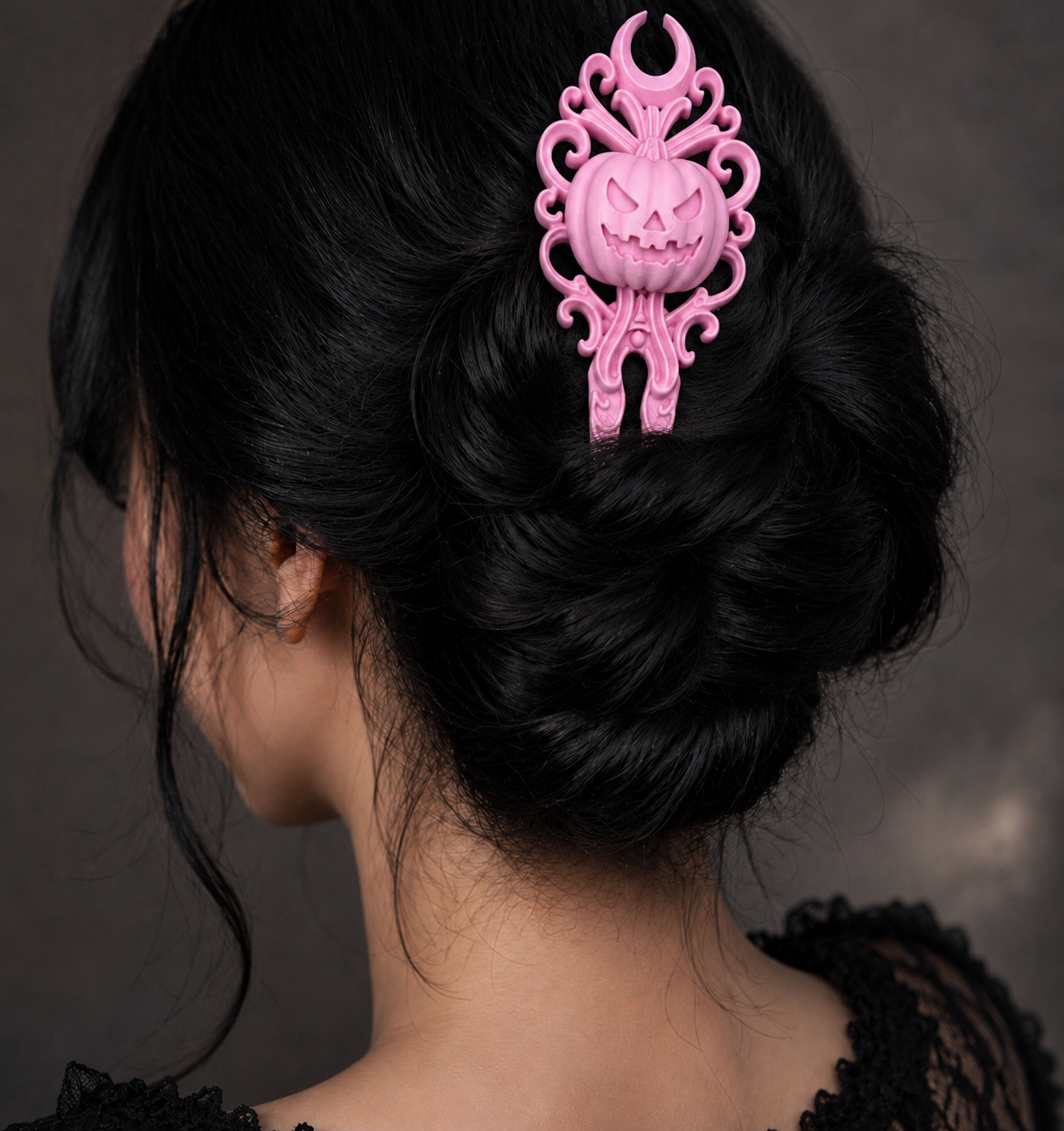 Pink Jack-O’-Lantern Gothic Hair Fork