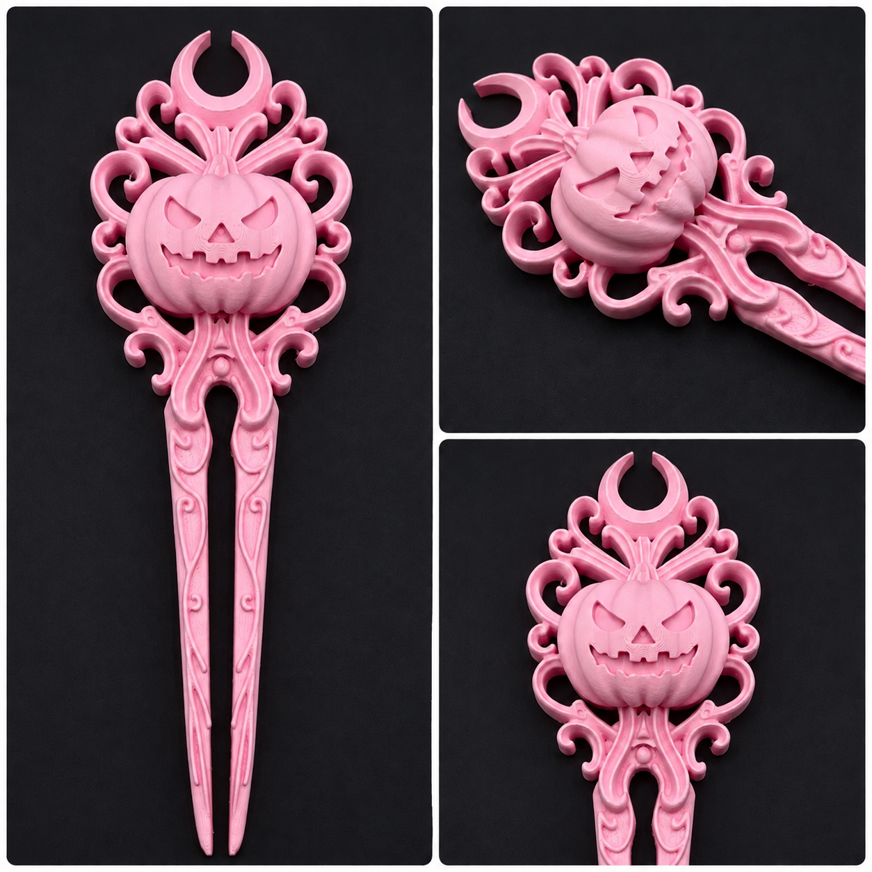 Pink Jack-O’-Lantern Gothic Hair Fork