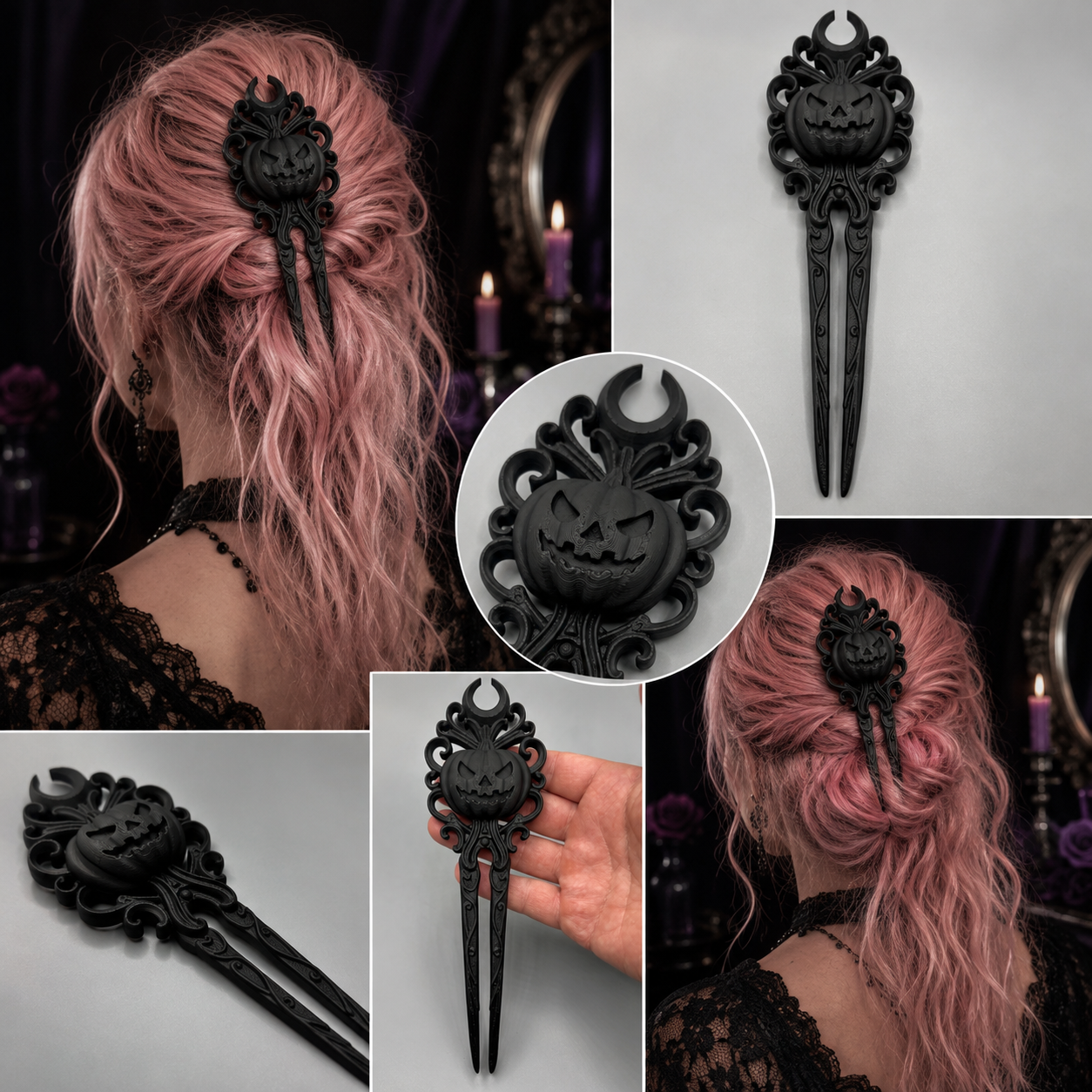 Gothic Pumpkin Hair Fork