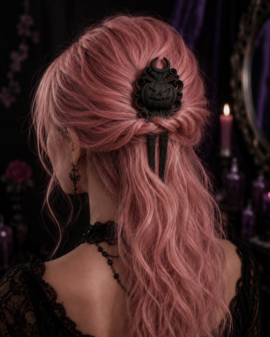 Gothic Pumpkin Hair Fork