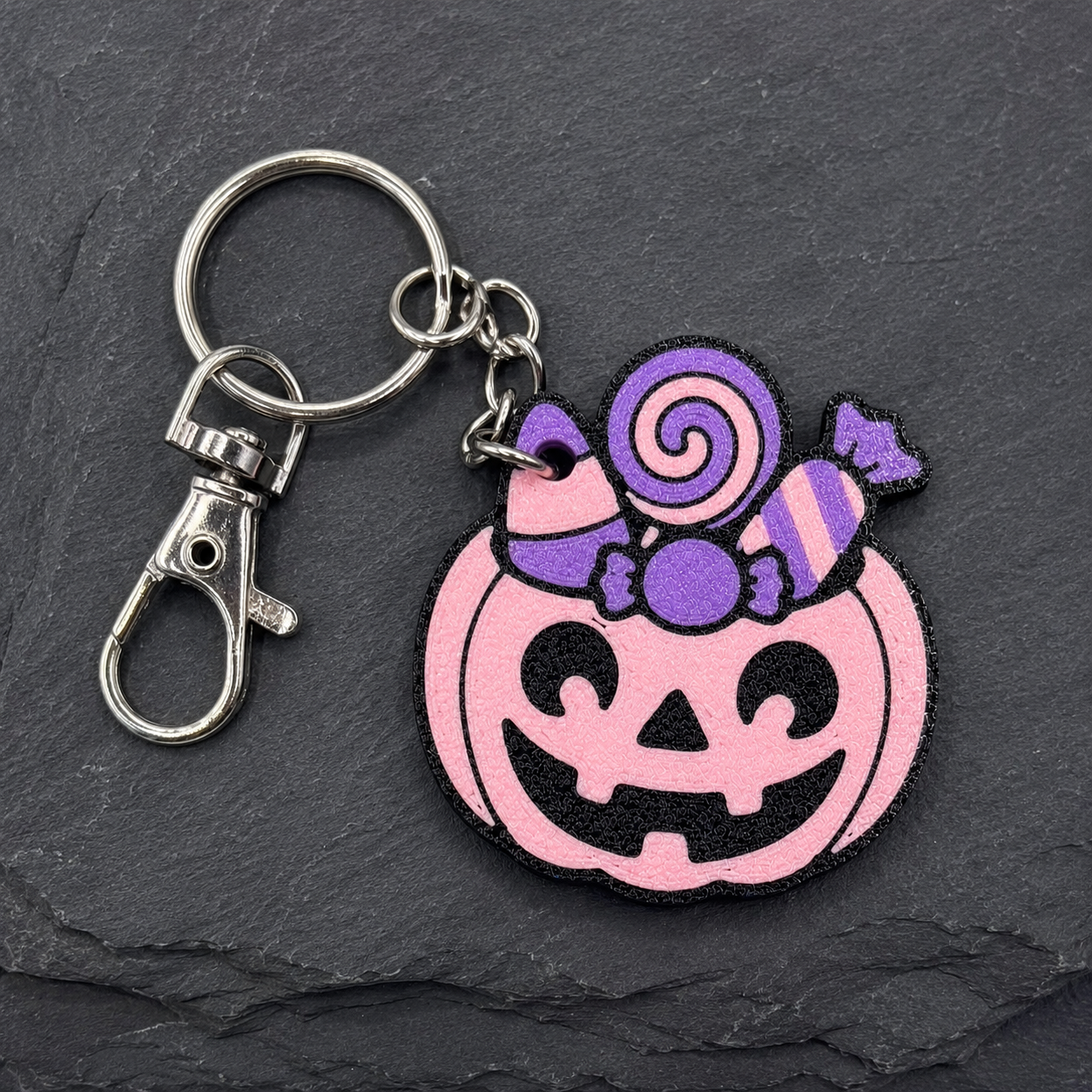 Pink Candy Pumpkin Keychain