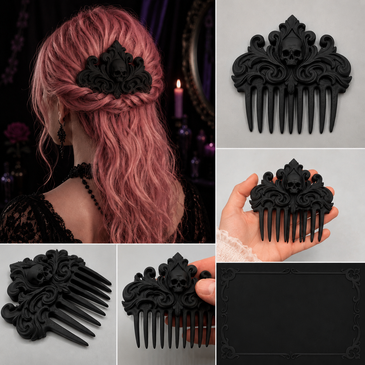 Gothic Skull Hair Comb