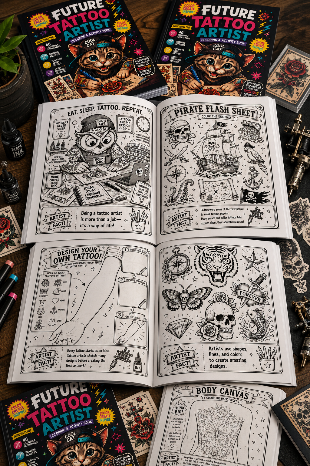 Future Tattoo Artist Coloring & Activity Book