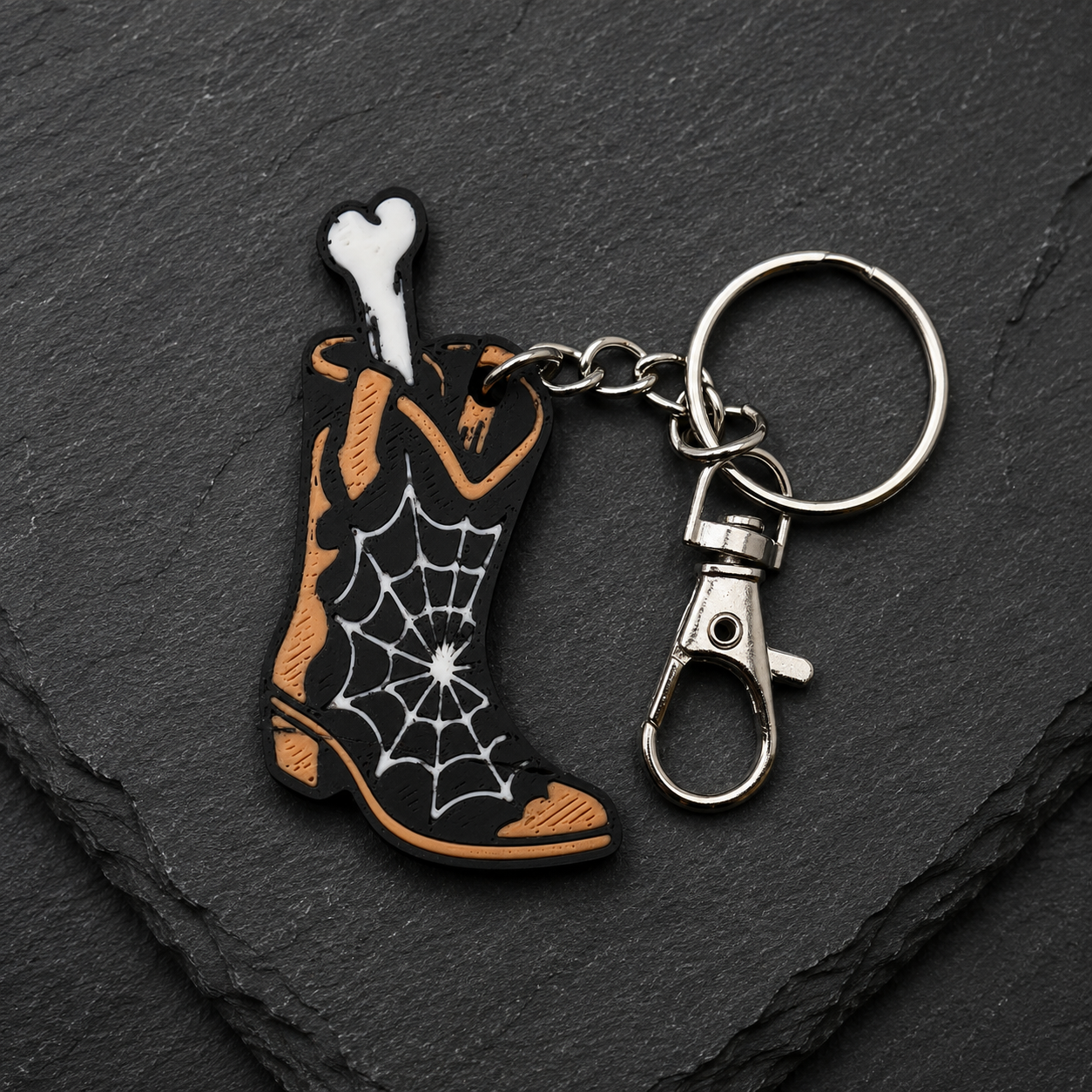 Bone Cowboy Boot Keychain