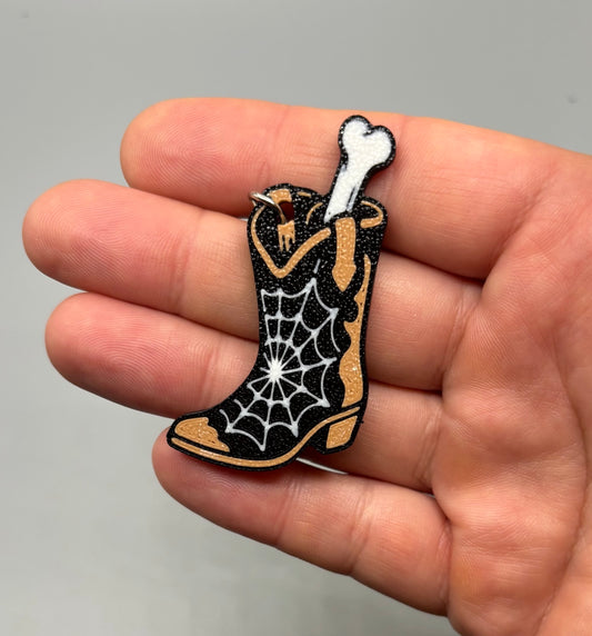 Bone Cowboy Boot Keychain