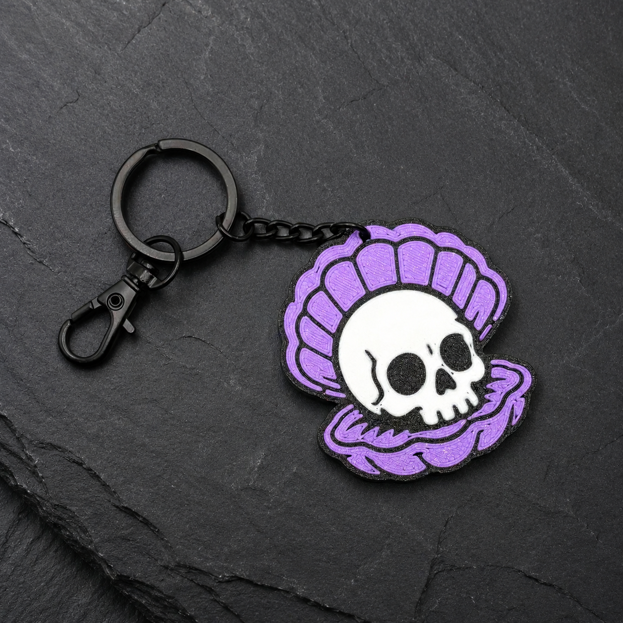 Clam Skull Keychain