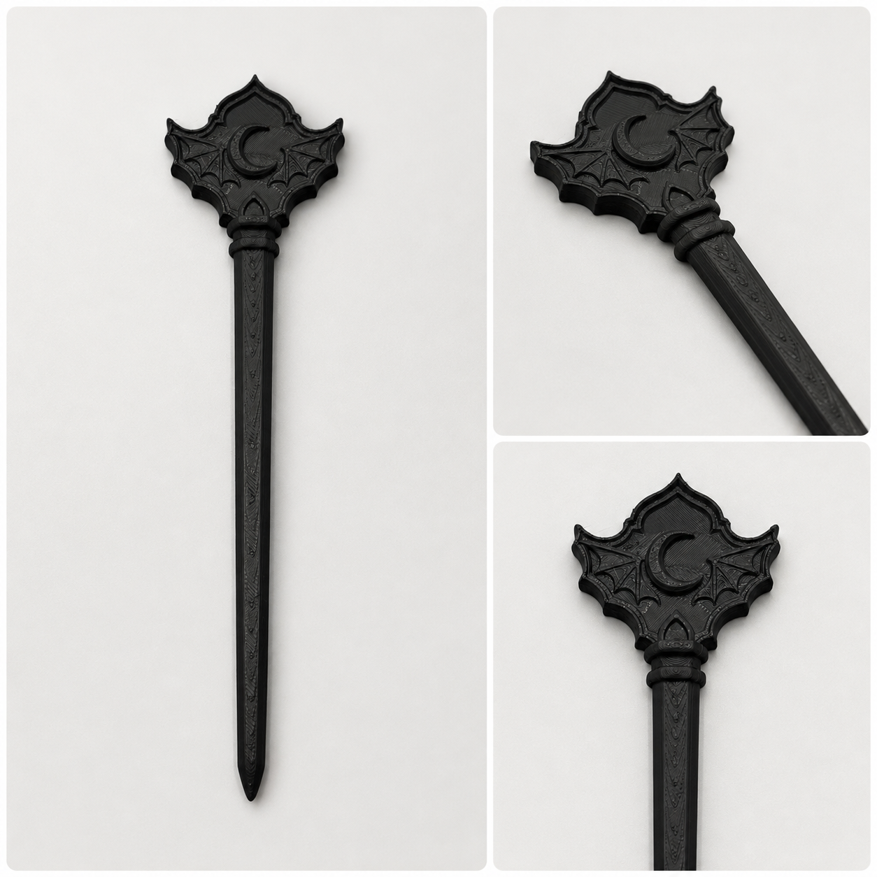 Crescent Bat Gothic Hair Stick