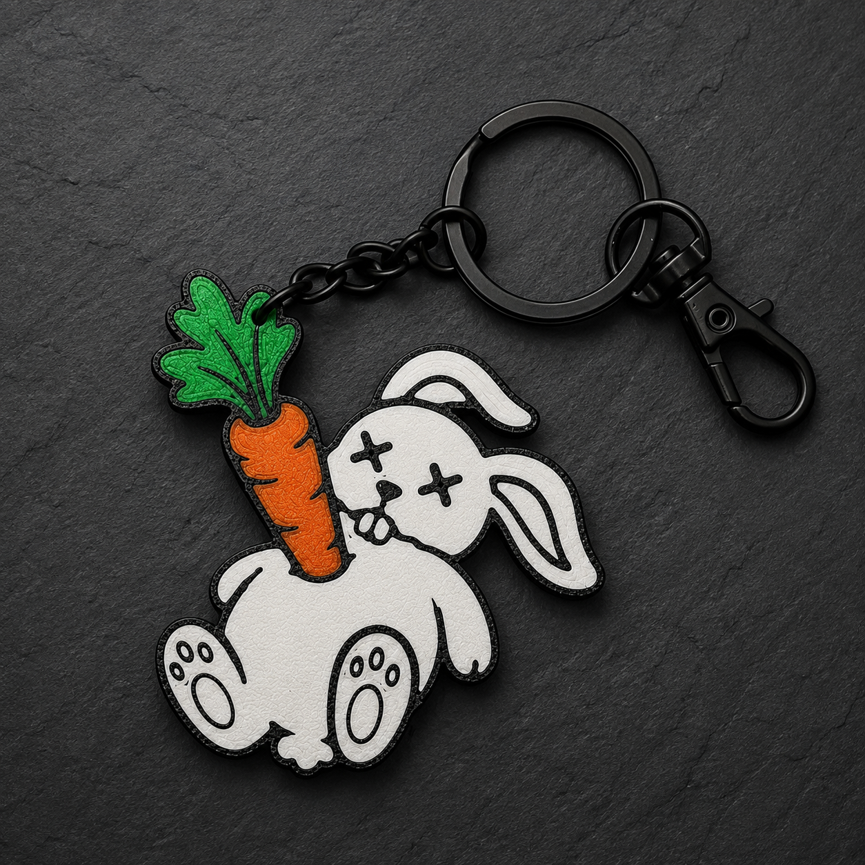 Death by Carrot Bunny Keychain