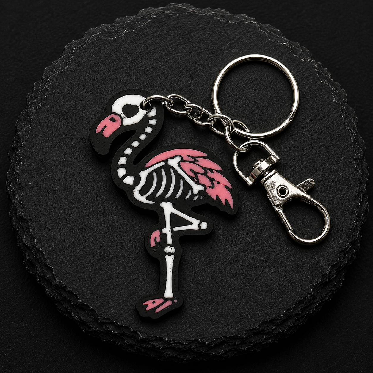 Skeleton Flamingo Keychain