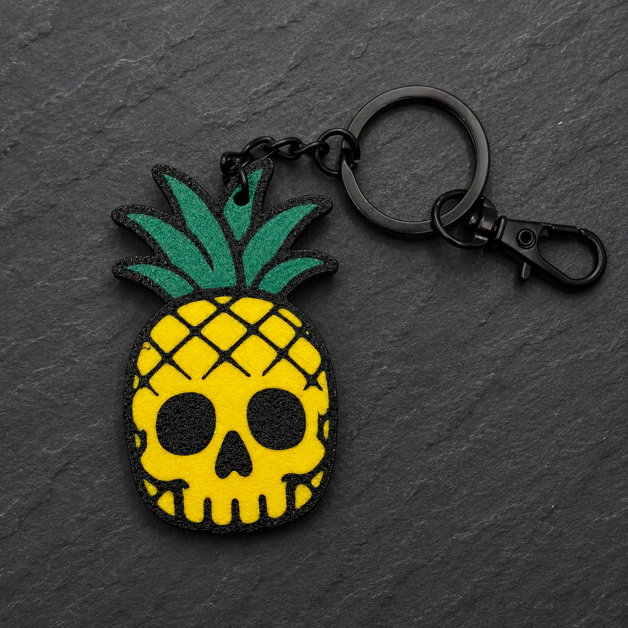 Pineapple Skull Keychain