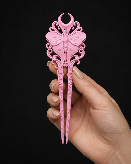 Pink Luna Moth Gothic Hair Fork