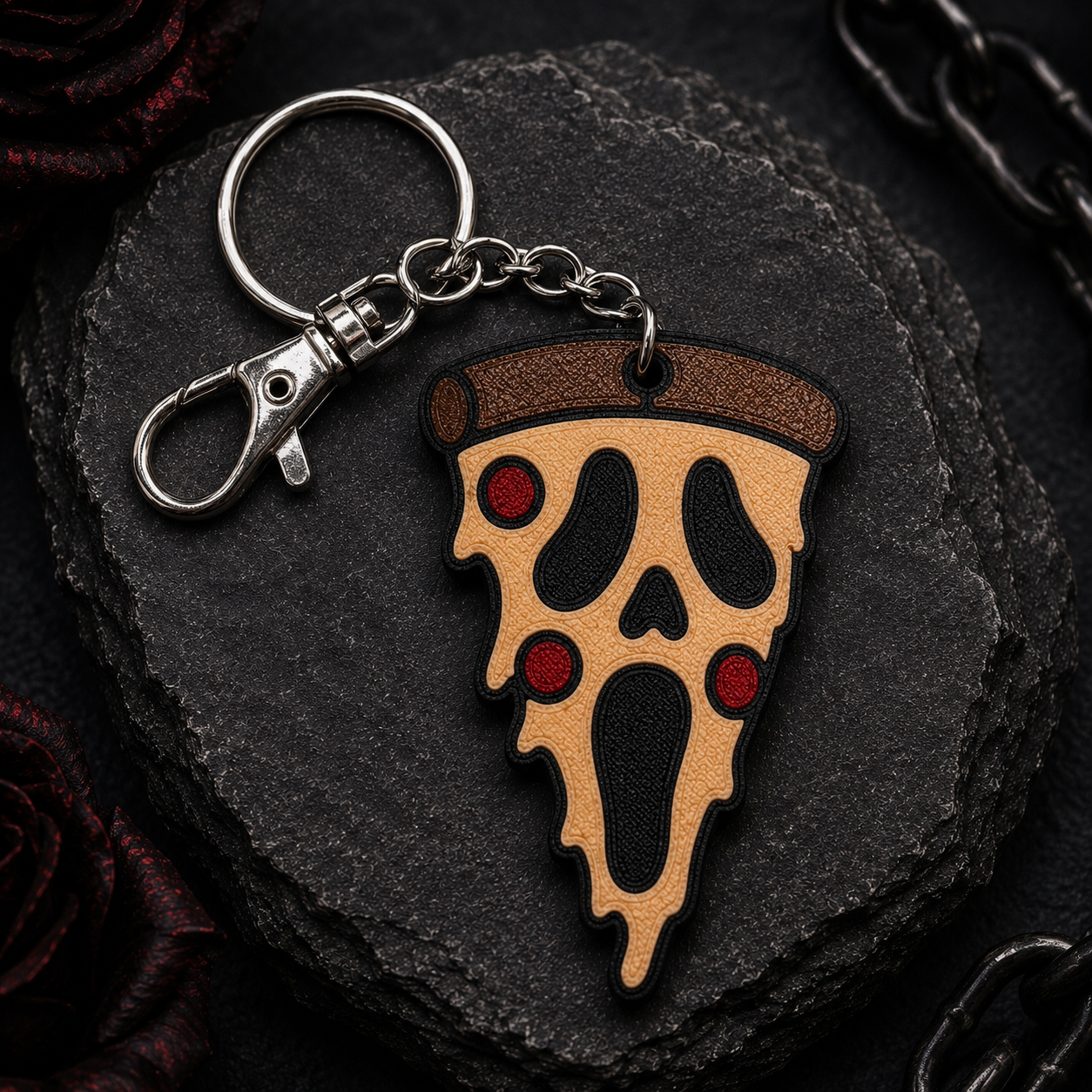 Skull Pizza Keychain