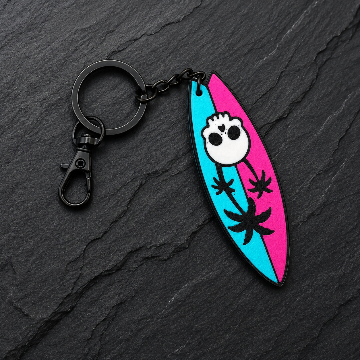 Surf Skull Keychain